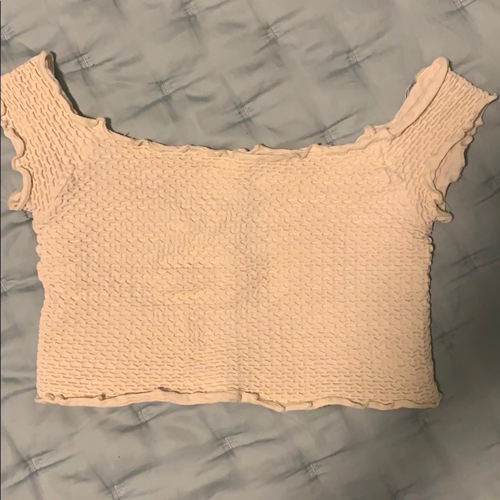 Cute White Crop Top, Patterned, Solid Colored Chic - image 2